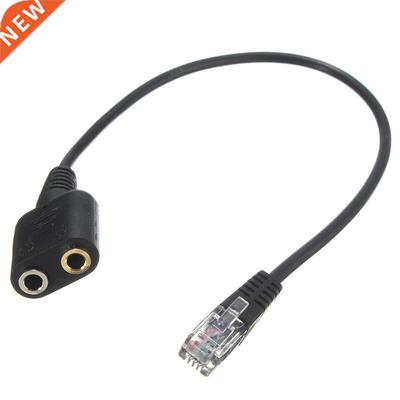 Headset Cable 2 X 3.5mm to RJ9 Jack Adapter Convertor PC Hea