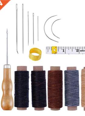 16PCS Leather Sewing Kit With Large-Eye Stitching Needles, W