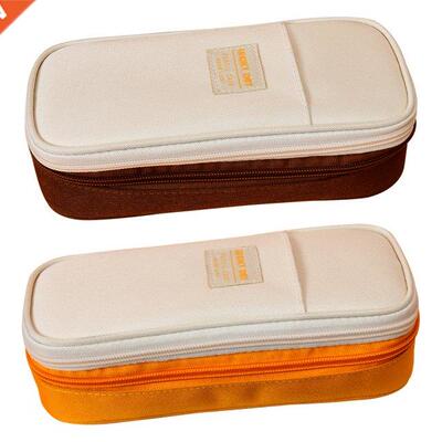 Canvas Pencl Case Double Layer Large Capacty Student Offc