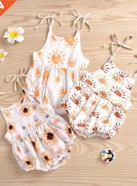 0-24M Newborn Infant Baby Girl Sun Sunflowe Print Sleeveless