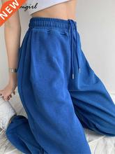 Blue Sweatpants For Women Summer Baggy Pants High Waist Jogg