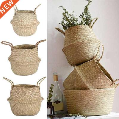 LuanQI Seagrass Storage Basket Wicker Basket Work Rattan Han