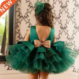 Toddler Baby Girl Dress Big Bow Baptism Dress for Girls Fi