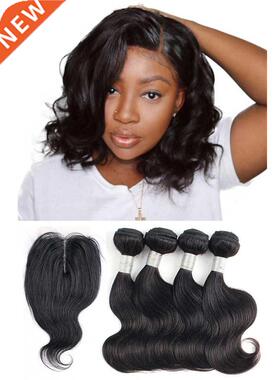 50g/pc 4/6 Bundles with Lace Closure Middle Part Body Wave R