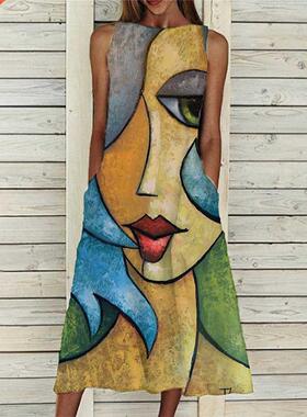 Hillsi  Size Women's Summer Tank Dress Sleeveless Ca