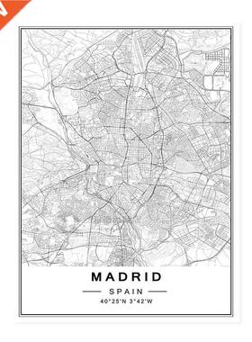 Minimalist Custom Made World City Maps Coordinate Black Whit