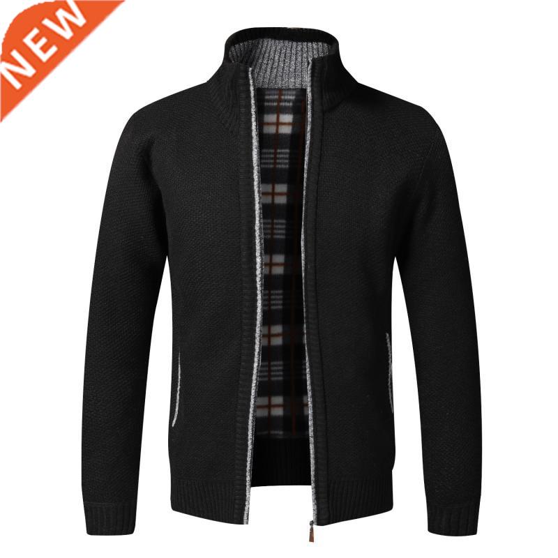 Autumn Winter Warm Cardigan Men Fleece Zipper Sweaters Jacke