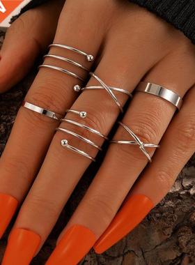 Geometry Ring Set Matching Rings for Women Gold Plated Jewel