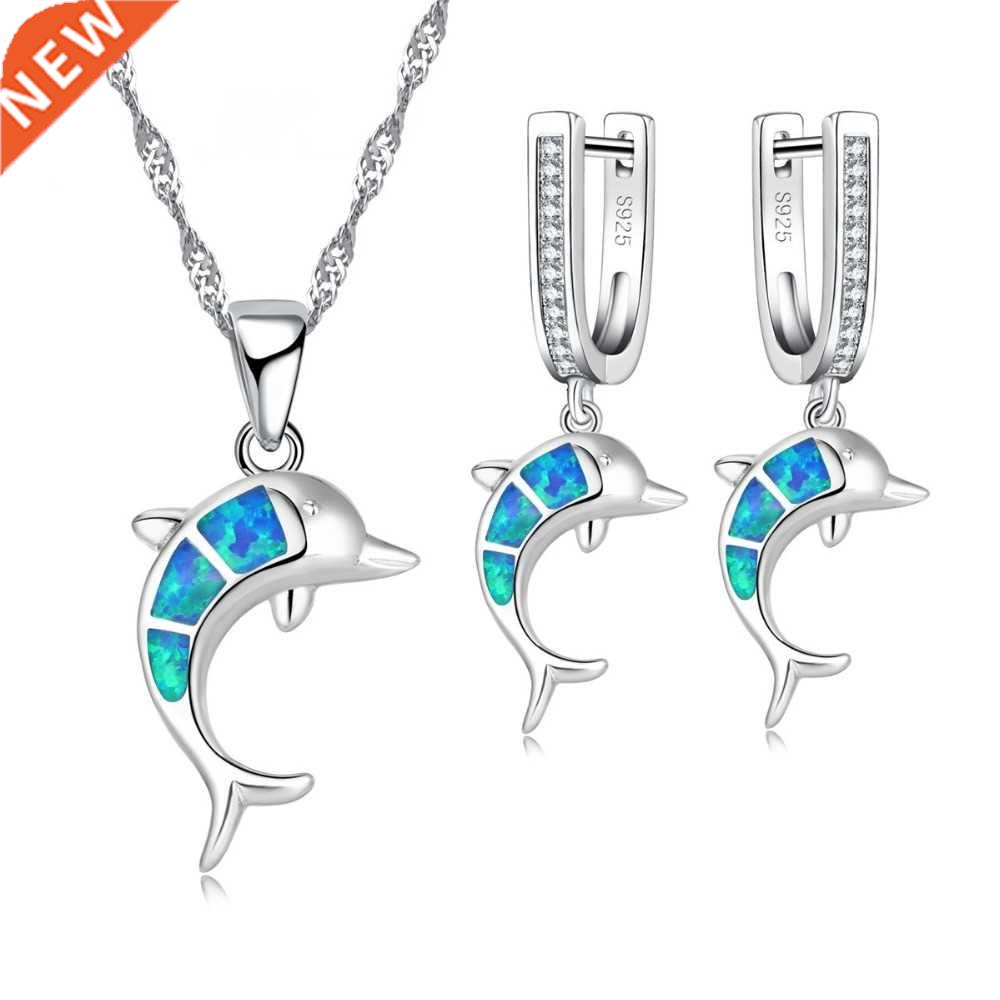 FDLK Beautiful Cute Blue imitation Opal Dolphin Jewelry