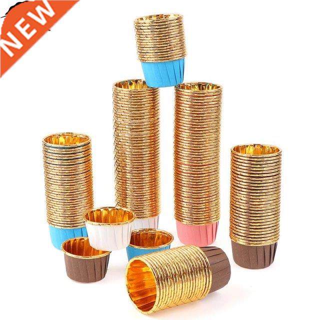 50pcs Muffin Paper Cups Gold Cupcak Liner Cake Wrappers Baki