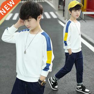 Spring Kids Boys Sweatshirt Cotton Teenage Color Sport ops