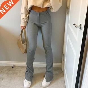 Trousers Casual Fashion Solid High Women’s Color Split