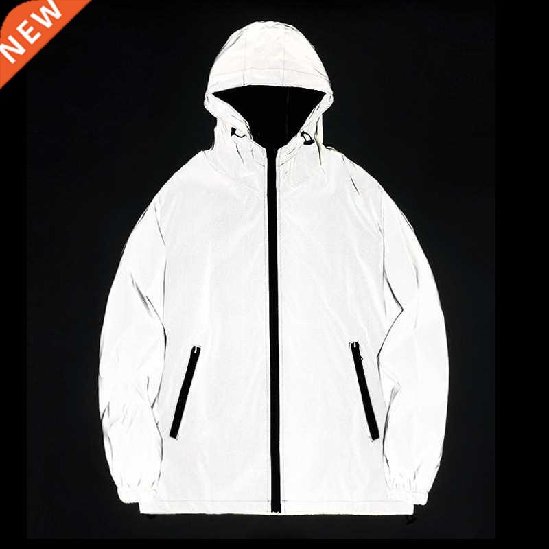 Hooded Reflective Jacket Men Harajuku Windbreaker 3M Reflect