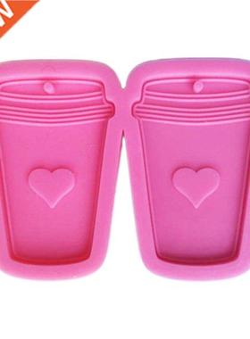 Shiny Glossy Coffee Cup Keychain Epoxy Resin Mold Keyring Ca