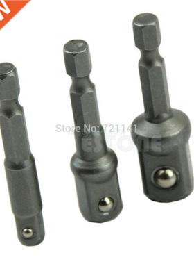 3Sizes Drill BIts Socket Adapter Set Hex Shank to 1/4,3/8,