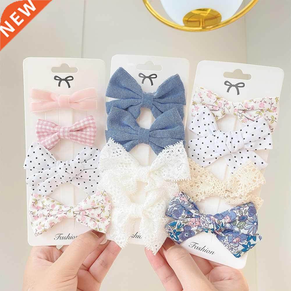 4Pcs/Set Floral Hair Clip Set Girl Cute Bow Flower Lace Trim