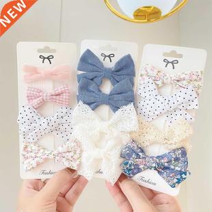 Cute Trim Floral Lace Flower Bow Girl Clip Hair Set 4Pcs