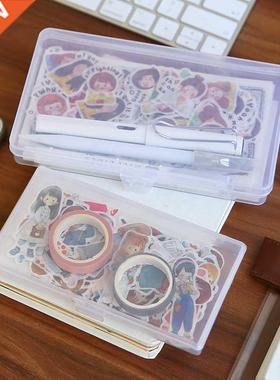 1 PC Stationery Stickers Plastic Storage Box Organizer Conta