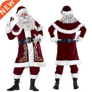 Santa Claus Suit Man Adult Cosplay Christmas Costume Red Del