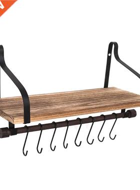 rWall-Mounted Rustic Wooden Storage Shelf Bathroom And Kitc