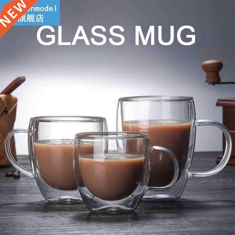 Transparent glass coffee cup ilk whiskey tea beer double cr