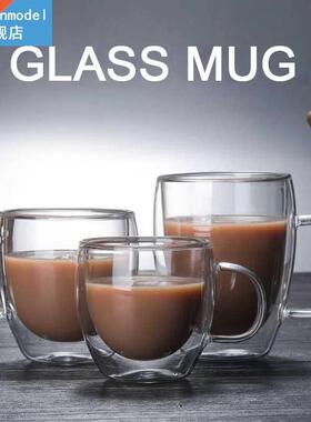 Transparent glass coffee cup ilk whiskey tea beer double cr