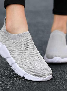 Women Flat Slip on Black Shoes Woman Lightweight Walking Soc