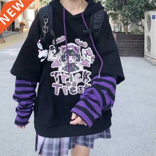 Japanese Moletom Anime Hoodies Cartoon E Girl Y2K Gothic Har