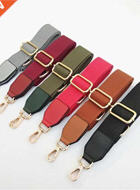Luxury Pure Color Cotton Webbing With Pu Leather Long Should