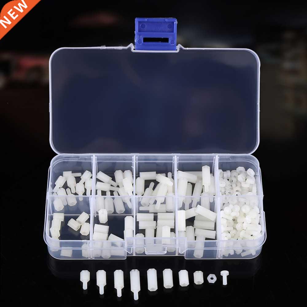 200pcs M2.5 Nylon Male Female Hex Standoff Bolts Nuts Assort