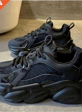 Lace-up Sneakers lack White Casual Leather reathale Wild