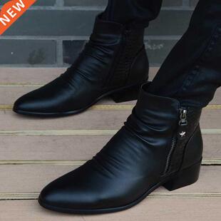 Shoes Zip Top Black Suit Boots Dress Fashion Ankle Men High