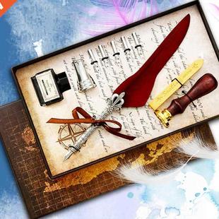 Luxury Fountain Pen Set Vintage Sprinkling Gold Feather Pen