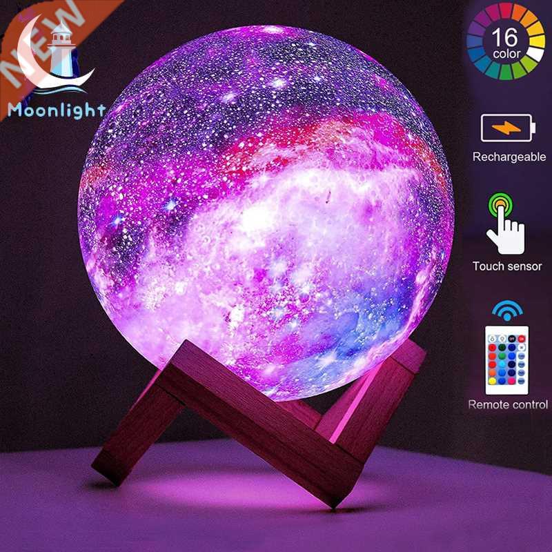 Moon Lamp Kids Night Light Galaxy Lamp 16 Colors LED 3D Star