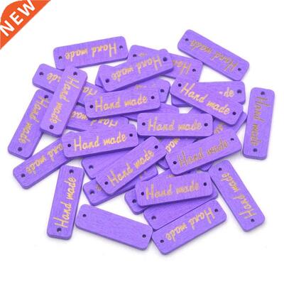 50Pcs Wooden Handmade Design Label Tags Sewing 2 Holes Color