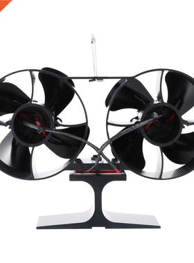 8 Blade Black Fireplace fan Heat Powered Stove Fan Log Wood