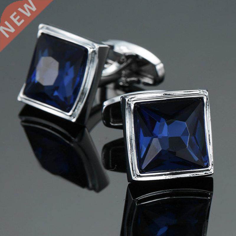 High quality crystal Cufflinks New Fashion Jewelry Blue Crys