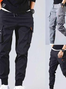 Spring Summer Men's Dratring Pants Tie Feet Overalls Haraj