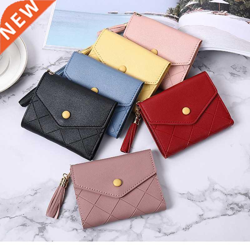 Korean Small Wallet Women's Solid Color Tri-Fold Student Zip