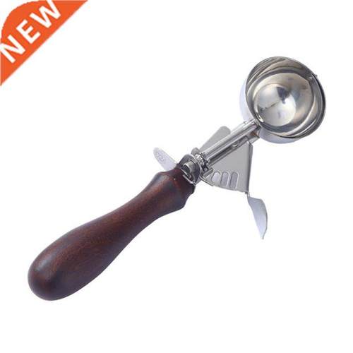 Ice Cream Cookie Scoop Wooden Handle Stainless Steel Scooper