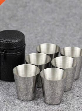 6Pcs/4pcs Set 30ml Outdoor Practical Stainless Steel Cups Sh