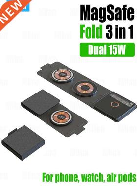 15W 3 in 1 Wireless Chger Foldable Cle Glass Portable Fa