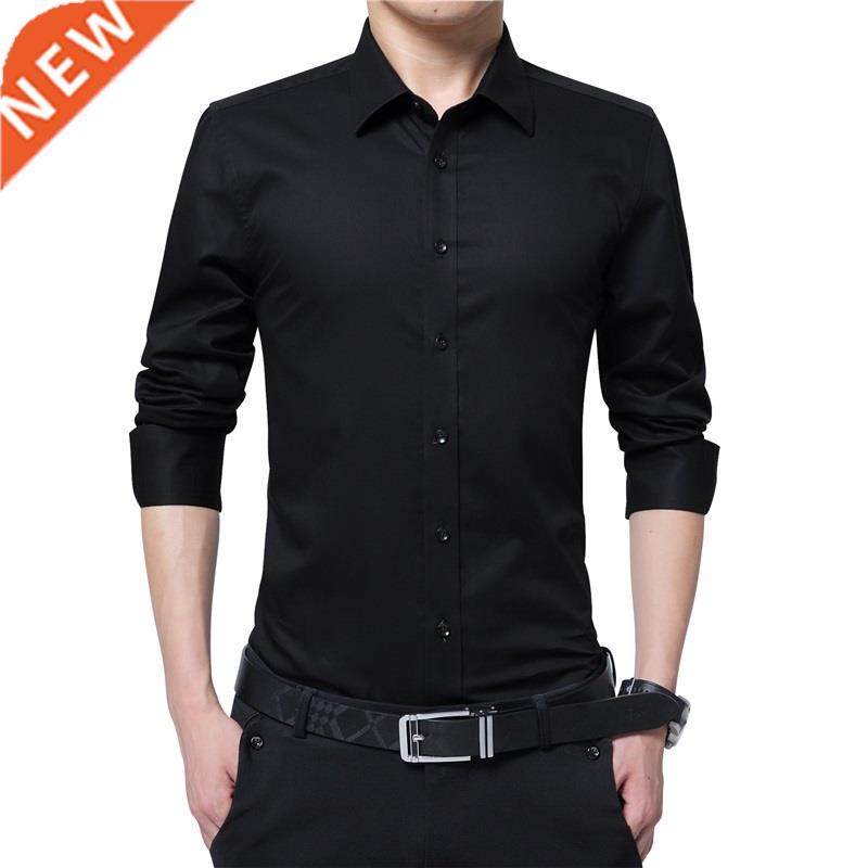 Men Dress Shirt Fashion Long Sleeve Business Social Shirt Ma