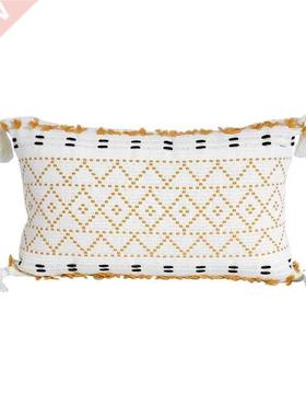 Boho Throw Pillow Covers Natural Cotton Hand-Woven Tufted Ta