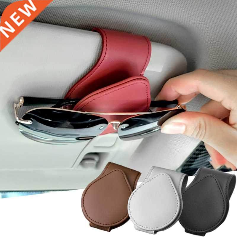 leather sun visor glasses clip universal car interior card t