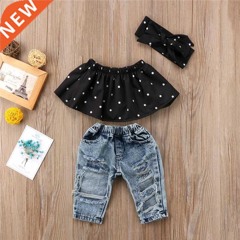 0-3Y Toddler Baby Kid Girl Clothes Set Off Shoulder Tank Top