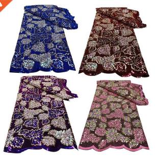 High Quality African Lace Fabric Sequins Embroidery for Dres