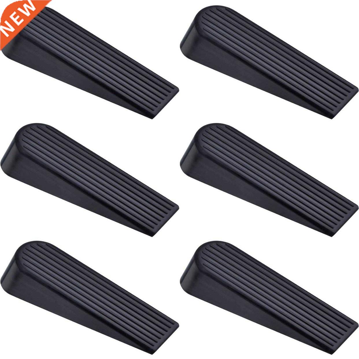 6 Pack Door Stop Wedges Black Rubber Door Stoppers for Home
