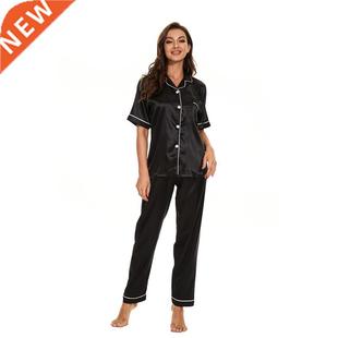 Women Satin Party Pajamas set woman 2 pieces pijamas Short S