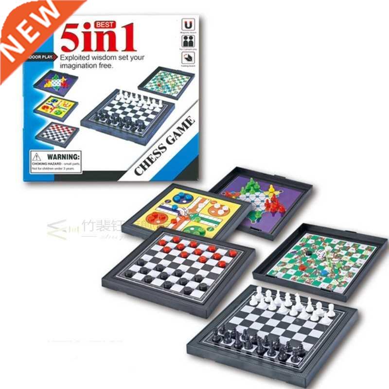 5 In 1 Chess Checkers Magnetic Board Flying Chess Kids Clas